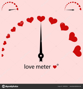 love meter, meter power love heart, Valentine Vector design element, measuring the scale of red hearts