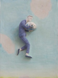 Pino Deodato, la CURA in una stanza, 2019, terracotta policroma, 25x35x4 cm - Courtesy Susanna Orlando Galleria
