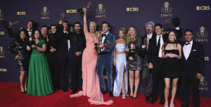 Il cast di Ted Lasso agli Emmy, Los Angeles, 19 settembre (AP Photo/Chris Pizzello)