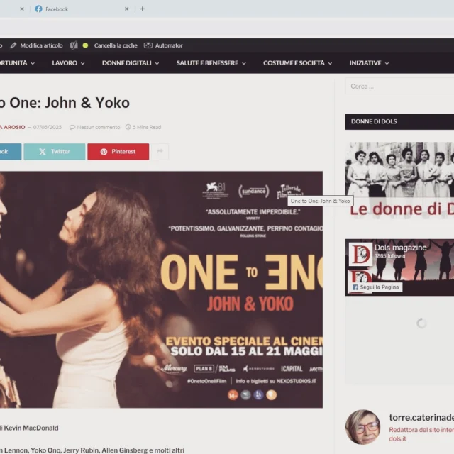 https://www.dols.it/2025/05/07/one-to-one-john-yoko/
C’è tanto materiale inedito, filmati casalinghi e sorprendenti registrazioni telefoniche di conversazioni intime e di lavoro di Yoko Ono e John, che aveva preso (un po’ paranoicamente) l’abitudine di registrare le telefonate, per difendersi da potenziali accuse. E in effetti rischiò di essere espulso dal Paese.