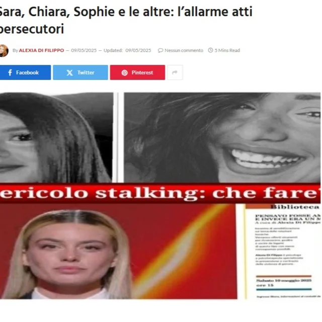 https://www.dols.it/2025/05/09/sara-chiara-sophie-e-le-altre-lallarme-atti-persecutori/

Tali atti persecutori sono annoverati tra i reati sentinella della violenza di genere che risultano tra l’altro in aumento, come evidenziato nel report relativo all’anno 2024 “8 marzo Giornata internazionale della donna”, redatto quest’anno dal Servizio analisi criminale della Direzione centrale Polizia criminale.