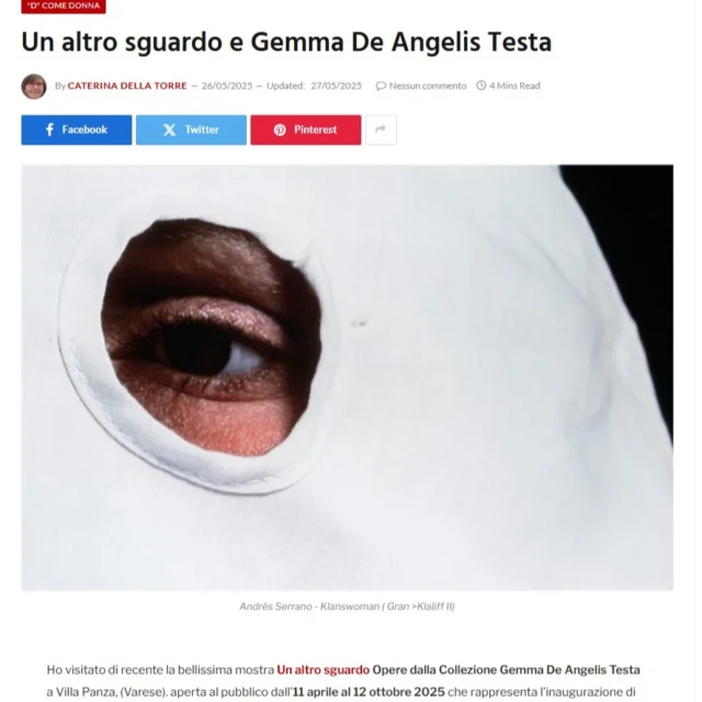 Ho visitato di recente la bellissima mostra Un altro sguardo Opere dalla Collezione Gemma De Angelis Testa a Villa Panza, (Varese). aperta al pubblico dall’11 aprile al 12 ottobre 2025 che rappresenta l’inaugurazione di un ciclo espositivo dedicato al tema del collezionismo come espressione di un pensiero e strumento di indagine del presen

https://www.dols.it/2025/05/26/un-altro-sguardo-e-gemma-de-angelis-testa/